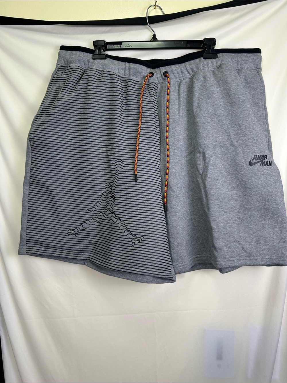 Jordan Gray Striped Athletic Shorts with Orange Braided Drawcord